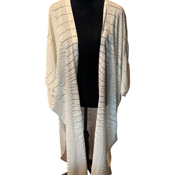Ramona Larue Erte Kaftan Alligator Print Chiffon Kimono Designer Cocoon Wrap - Picture 4 of 9